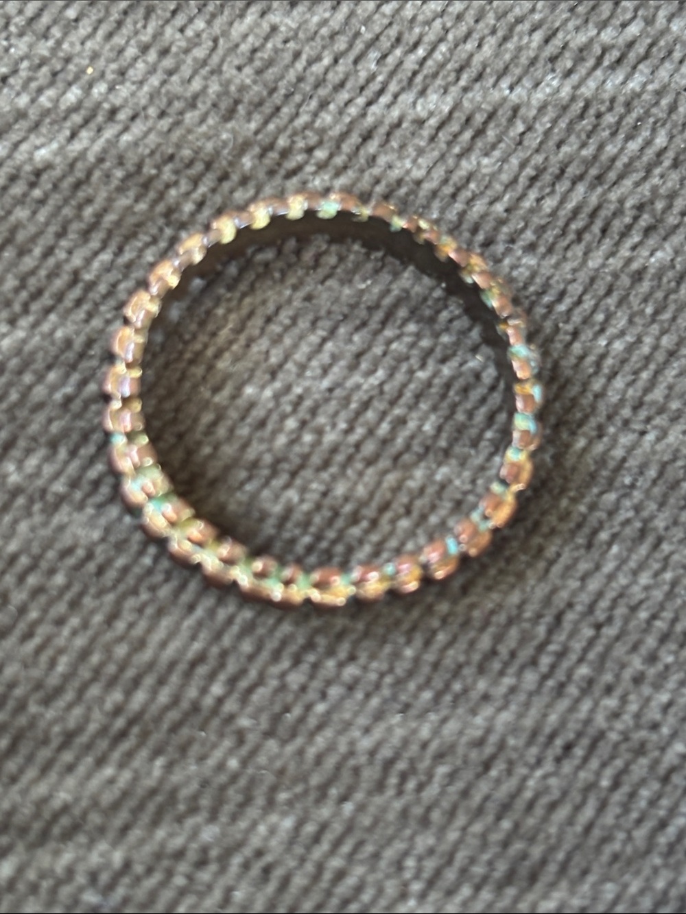 Vintage Copper Ring Intricate Squares  Design Sz 7.75 - 8